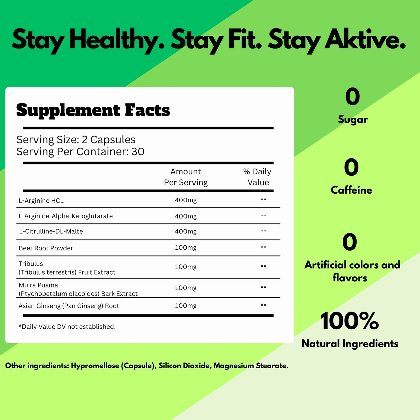 Aktive Supplements Nitric Oxide Booster Supplement with L-Arginine, L-Citrulline, and Ginseng Root - Enhance Blood Flow, Boost Energy & Stamina, Support Heart Health & Muscle Growth - 60 Capsules