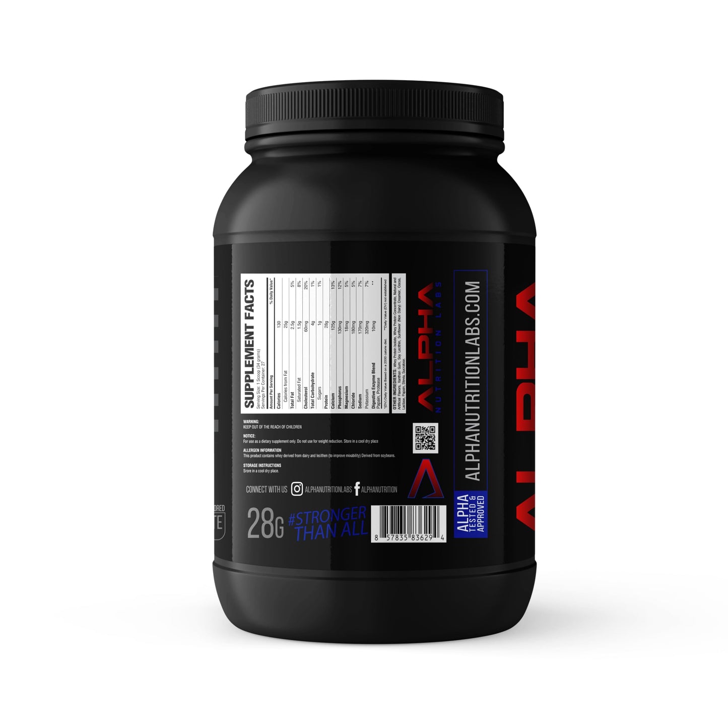 Alpha Nutrition Labs Whey Isolate Protein Powder, 28G of Protein, 2lbs (Chocolate)