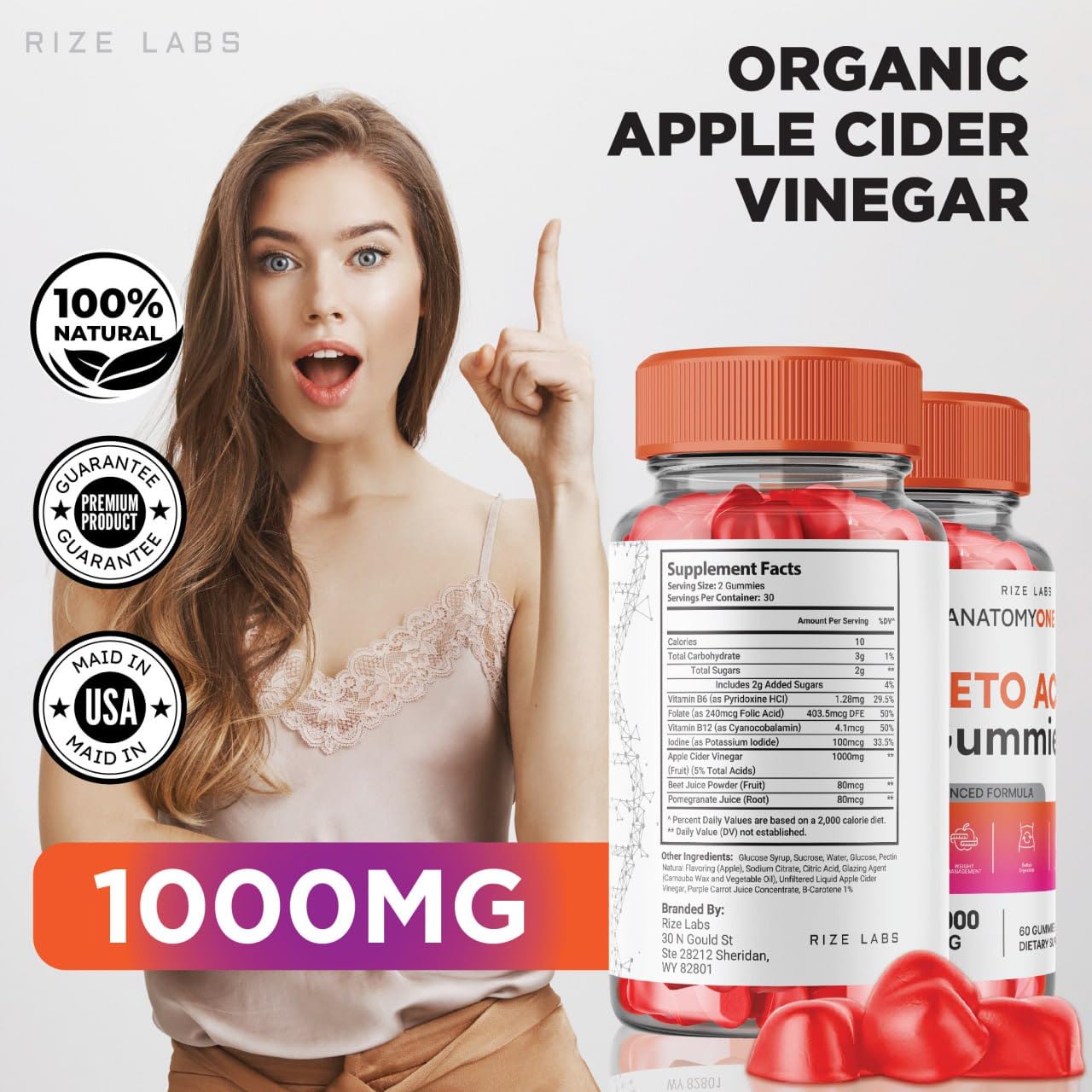 rize labs - AnatomyOne Keto ACV Gummies Advanced Weight Loss with Apple Cider Vinegar Supplement Belly Fat Extra Strength Gummy (120 Gummies)