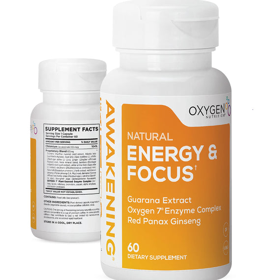 Awakening Natural Energy & Focus Nootropic Supplement with Panax Ginseng, Guarana Extract & Chromium Picolinate | Brain Supplement for Focus, Energy, Mood & Clarity | Gluten Free Veggie, USA - 60 Caps