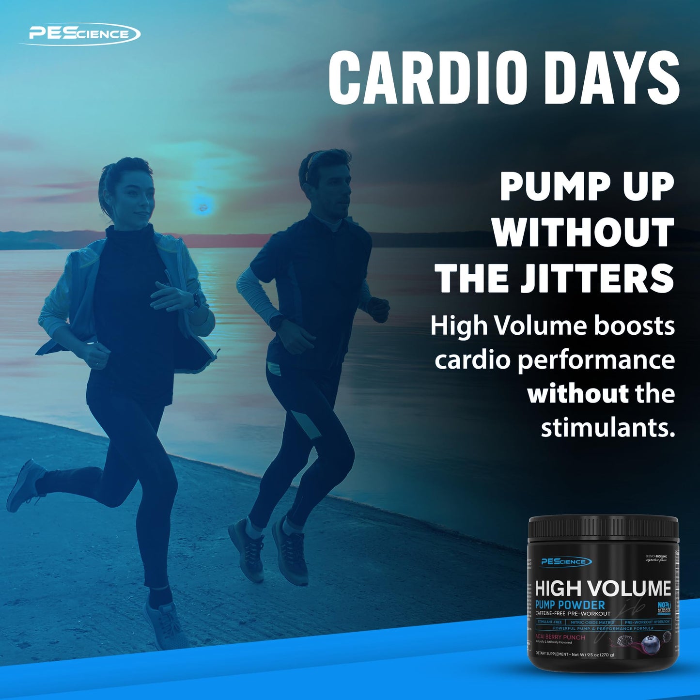 PEScience High Volume Nitric Oxide Booster Pump Pre Workout Powder, Acai Berry Punch, 36 Scoops, Caffeine Free