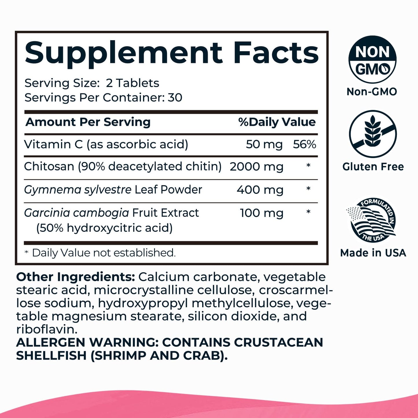 Divinity Nutra Chitosan Supplement with Chitosan Vitamin C Supplement for for Women & Men.Made in USA 60 Tablets Non-GMO Soyfree