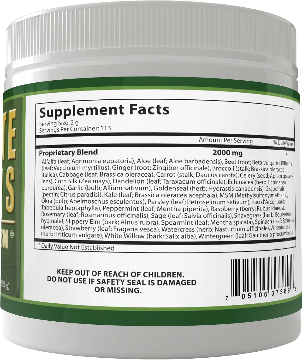 Daily Health - Purify Intestinal Cleanse and Microbial Support Tincture Formulation (2 fl oz) & Ultimate Greens MSM Powder - Vegan Friendly Energy Immune Support Superfood Drink Mix - Non-GMO (8 oz)
