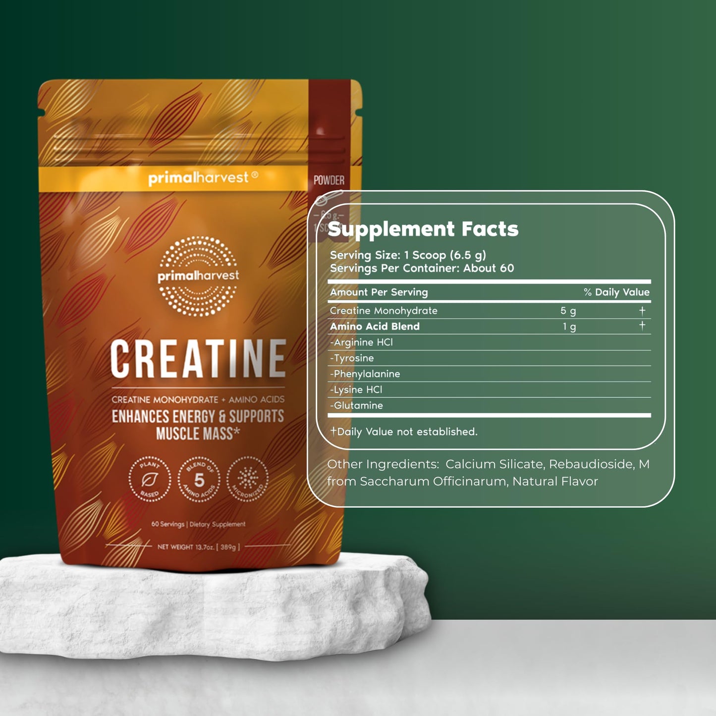 Primal Harvest Creatine Powder Supplement for Men and Women's Fitness, Workouts, and Muscle Growth, to Help Promote Recovery, Strength, Energy, and Endurance (1)