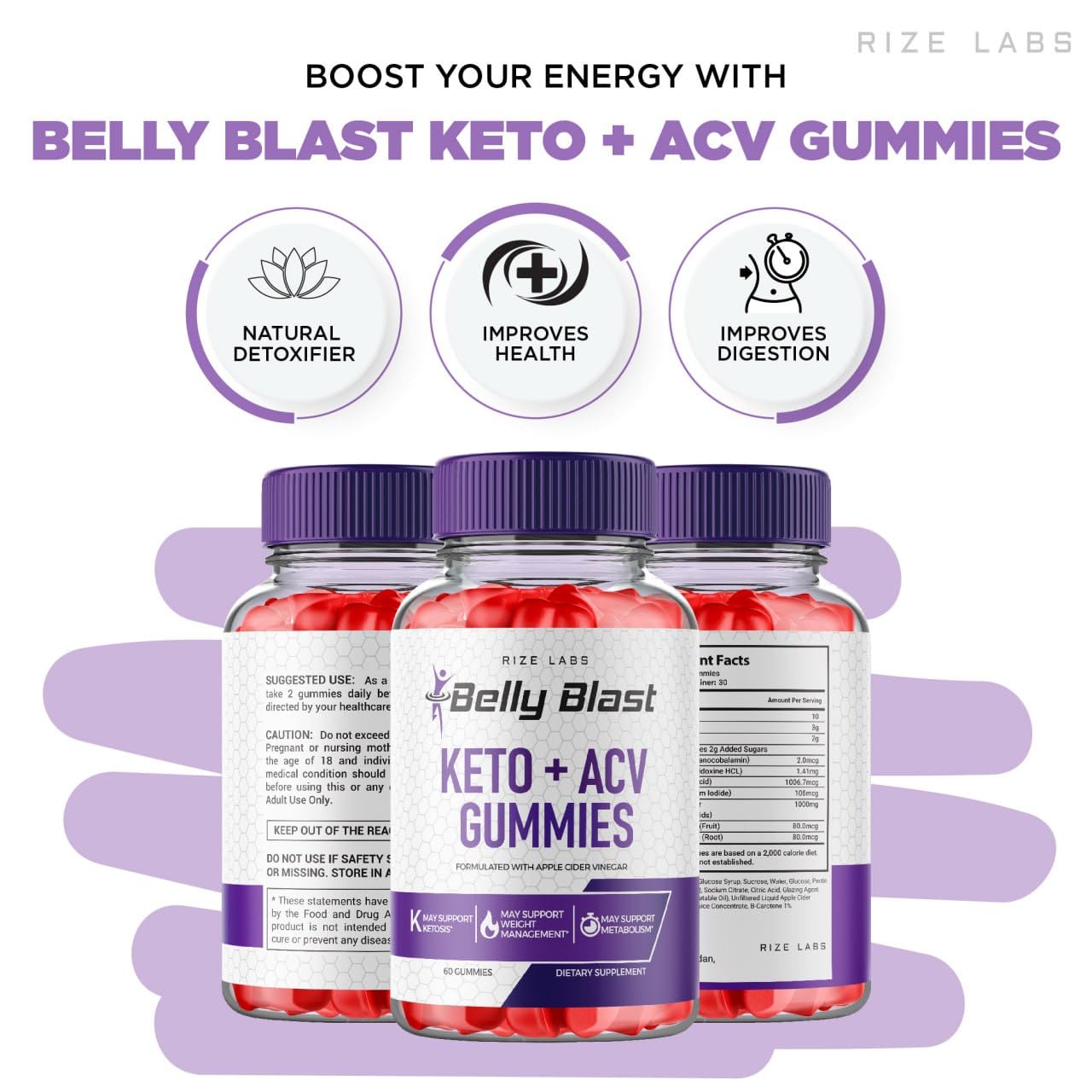 rize labs (Pack of 2 Belly Blast Keto + ACV Gummies, Belly Blaster Weight Loss Gummies, Keto ACV Gummies Reviews, Keto + ACV Gummies Gomitas (120 Gummies)