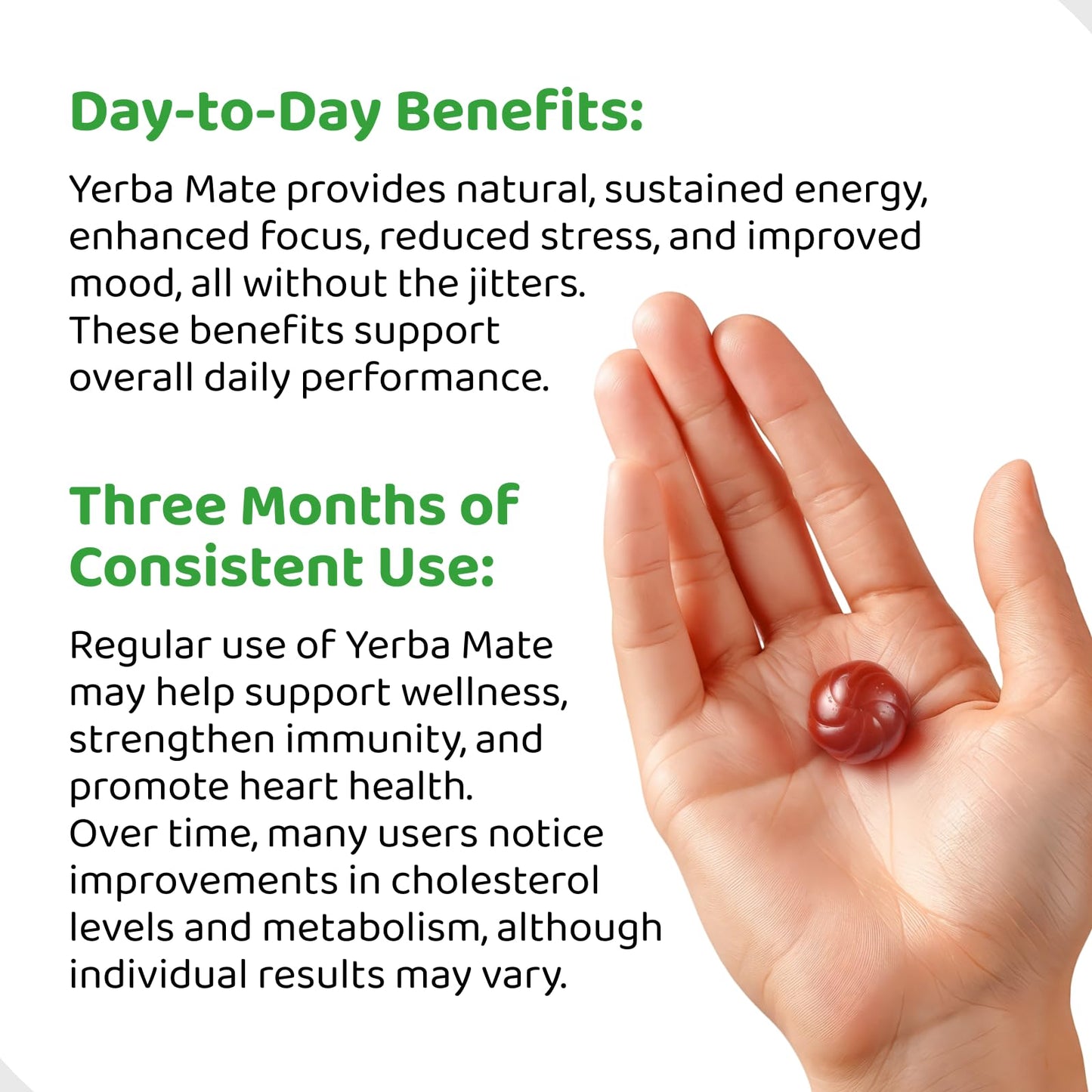 HOLYMARY Yerba Mate Gummies - Boost Energy, Focus, Immunity & Cardio Health | Vegan, Non-GMO, Gluten-Free Supplement - 30 Raspberry Flavor Gummies