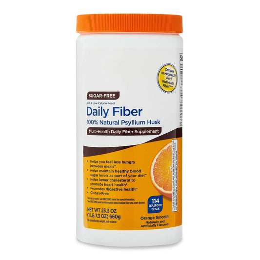 Daily Fiber Psyllium Husk Powder 23.3oz - 114 Teaspoon Doses, Sugar-Free Orange Flavor, Organic Soluble Fiber for Support Health Digestive. (Pack of 1)