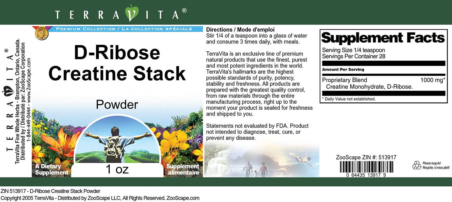 Terravita D-Ribose Creatine Stack Powder (1 oz, ZIN: 513917)