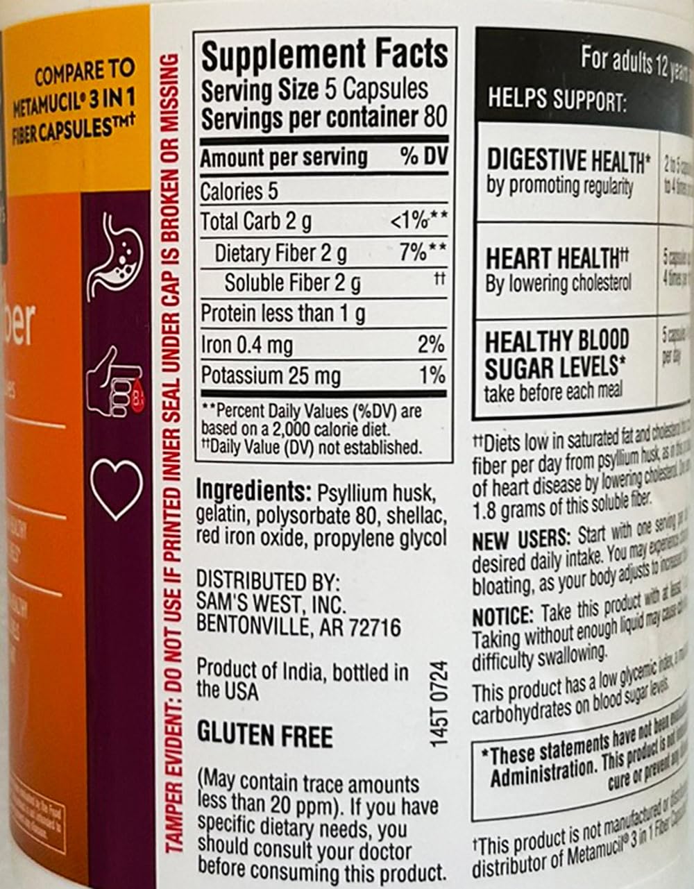 Member's Mark Fiber Capsules 2Pack (400 Count) Liquids, Toothpaste, etc. for at Least