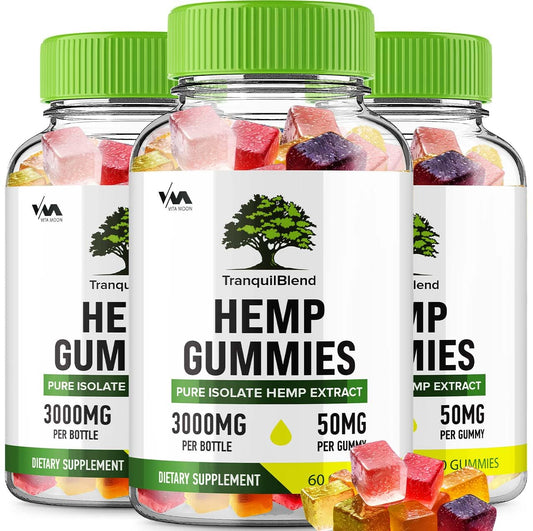 (3 Pack) Tranquil Blend Gummies, TranquilBlend Hemp Gummies, Tranquil Blend Supplement - All Natural Gummys, Advanced Formula Hemp Gummies, 180 Gummies