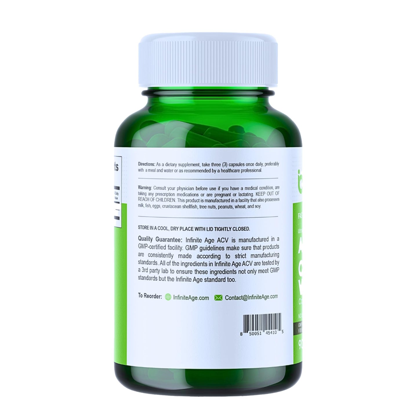 INFINITE AGE 1950mg Apple Cider Vinegar Capsules, 90 Count - Made in The USA, Vegan, Gluten Free, All-Natural - with 60mg Cayenne Fruit - No Fillers, Ultra Concentrated