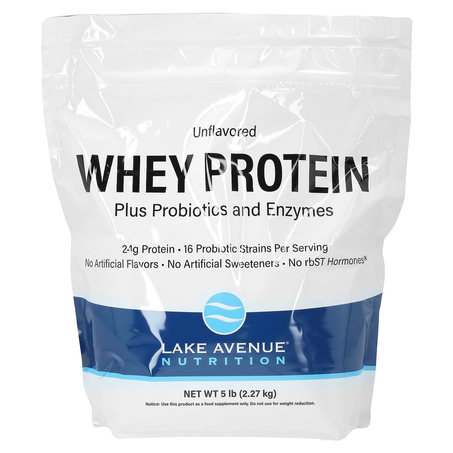 Lake Avenue Whey Protein Plus Probiotics and Enzymes, Unflavored, 5 lb (2.27 kg), Nutrition