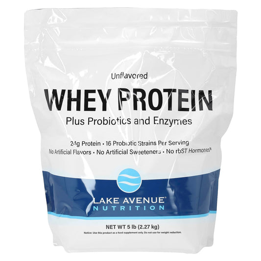Lake Avenue Whey Protein Plus Probiotics and Enzymes, Unflavored, 5 lb (2.27 kg), Nutrition