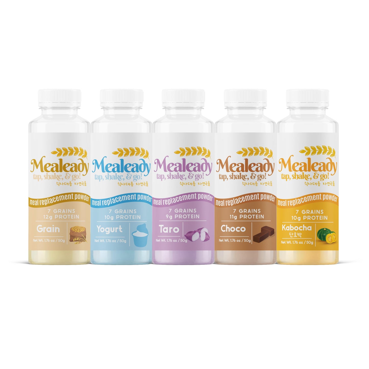 Mealeady ReadyToGo Meal in a Bottle  Meal Replacement Powder OnTheGo  36 bottlesbox  176 ozbottle  6 Flavor Packs Available Assorted Grain Yogurt Choco Taro Kabocha