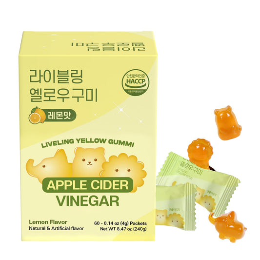 LIVELING Apple Cider Vinegar Gummies, Daily Support for Digestion, Hygienic Individually Packaged, Fun Animal-Shaped Soft & Chewy Gummies, 60 pcs