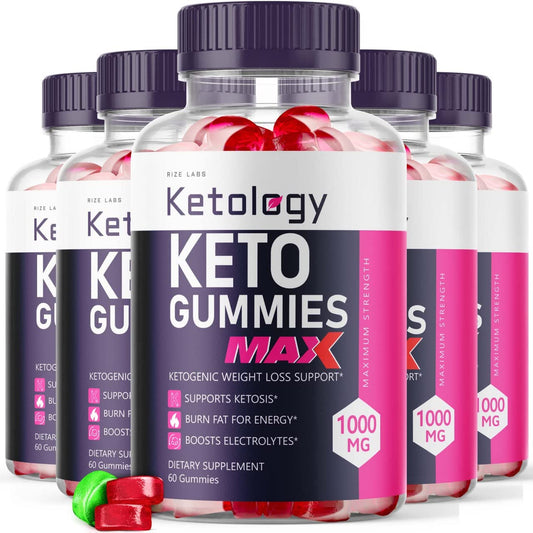 rize labs - Ketology Keto ACV Gummies - Advanced Apple Cider Vinegar Gummies (300 Gummies) (Pack of 5)