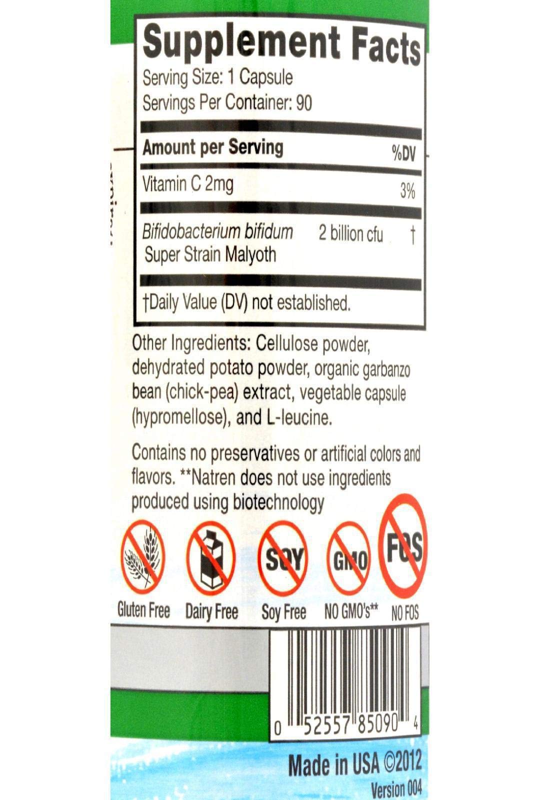 Natren Bifido Factor Dairy Free, Capsules, 90-Count