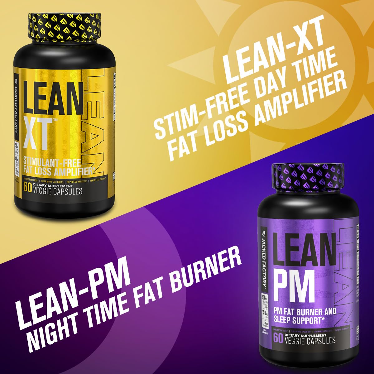 Jacked Factory Lean-XT Caffeine Free Fat Burner - Non Stim Weight Loss Supplement, Appetite Suppressant & Metabolism Booster | Acetyl L-Carnitine, Green Tea Extract, Forskolin - 60 Natural Diet Pills
