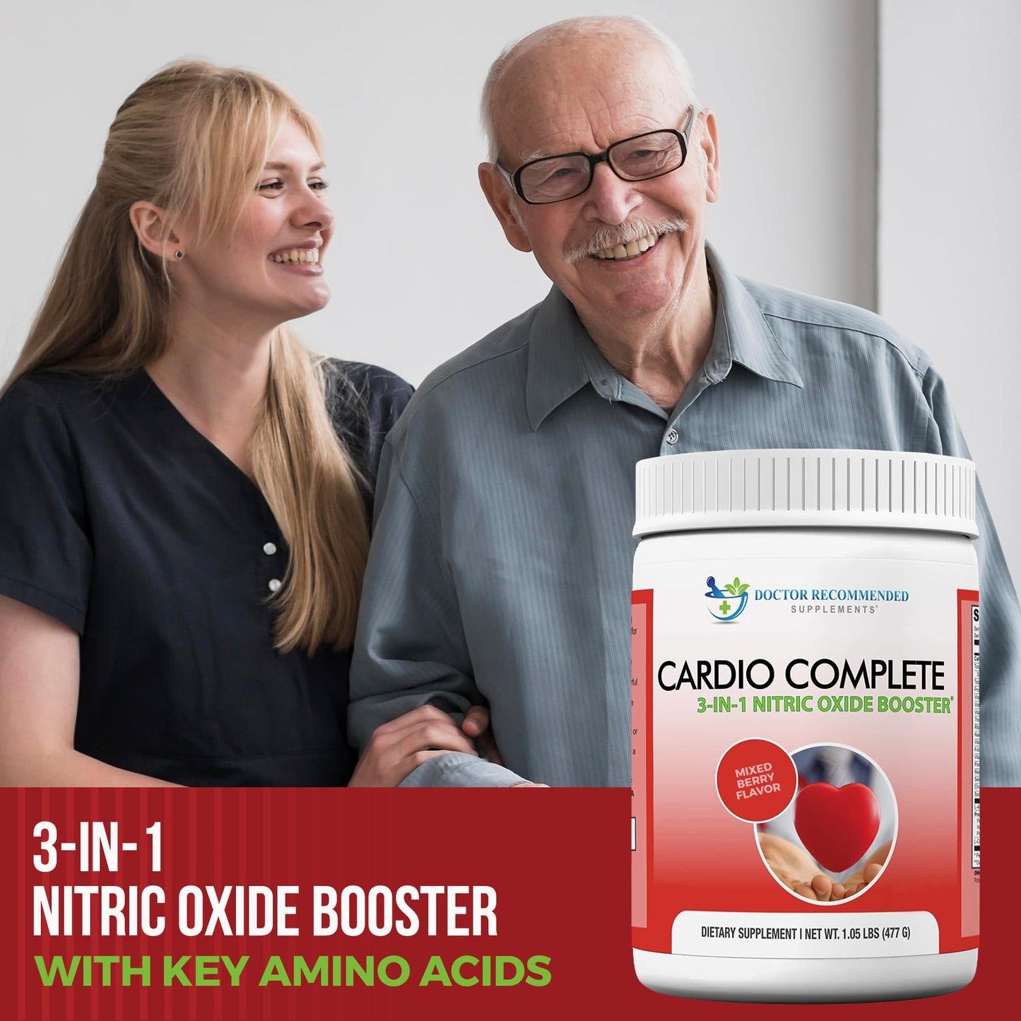 Cardio Complete - Heart Health Support Powder Supplement - 3-in-1 Nitric Oxide Booster with 5,000 L-Arginine, 1,000mg L-Citrulline, and Hawthorn Berry