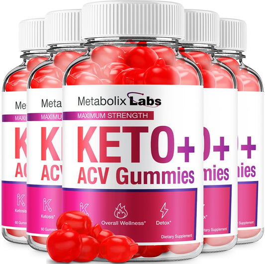 (5 Pack) Metabolix Labs Keto ACV Gummies - Advanced Formula Metabolix Keto Plus Weight Management ACV Gummies Apple Cider Vinegar Metabolix ACV Dietary Supplement Men Women (300 Gummies)