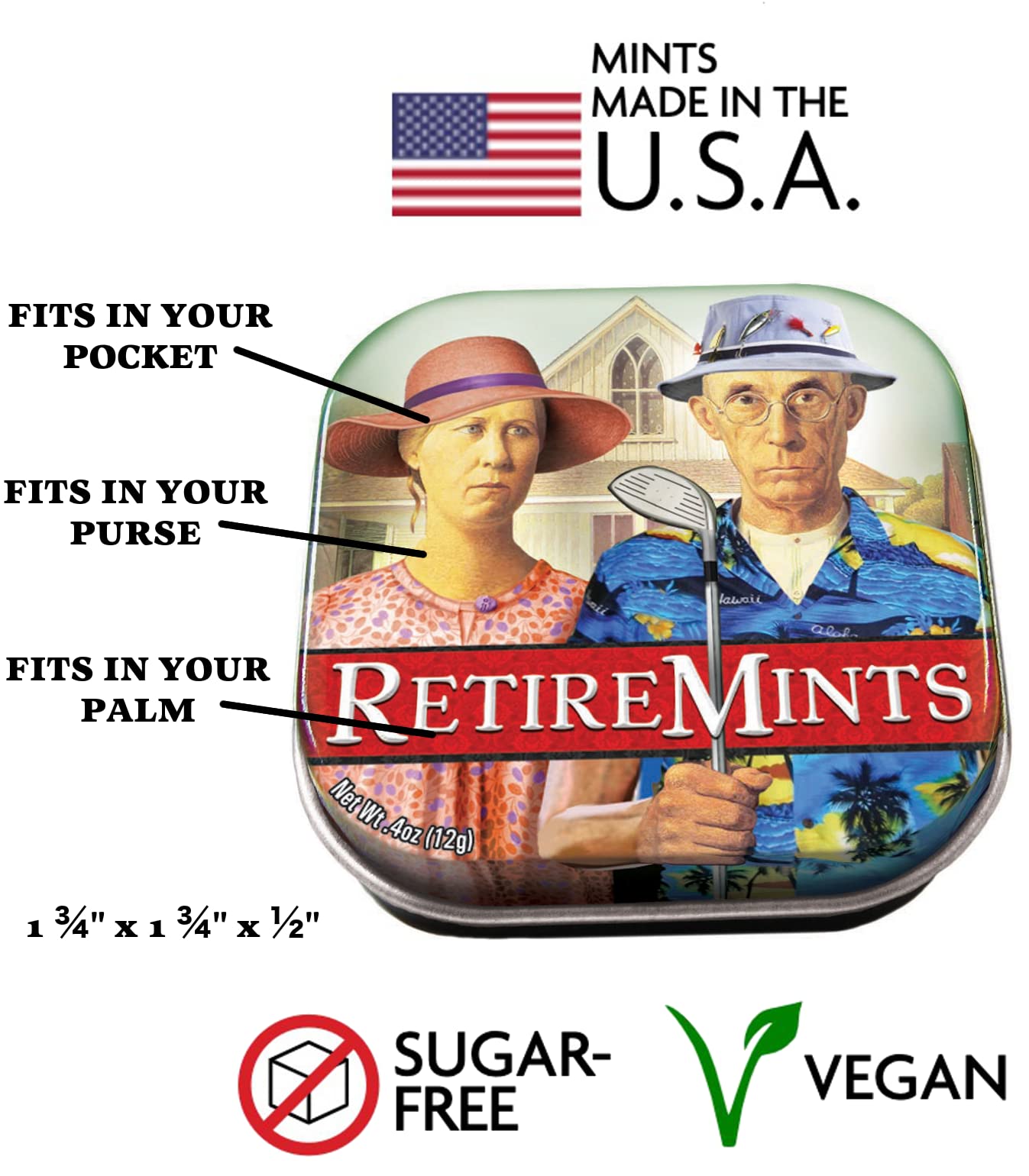 The Unemployed Philosophers Guild RetireMints Breath Mints  1 Tin Net Wt 4oz 12g