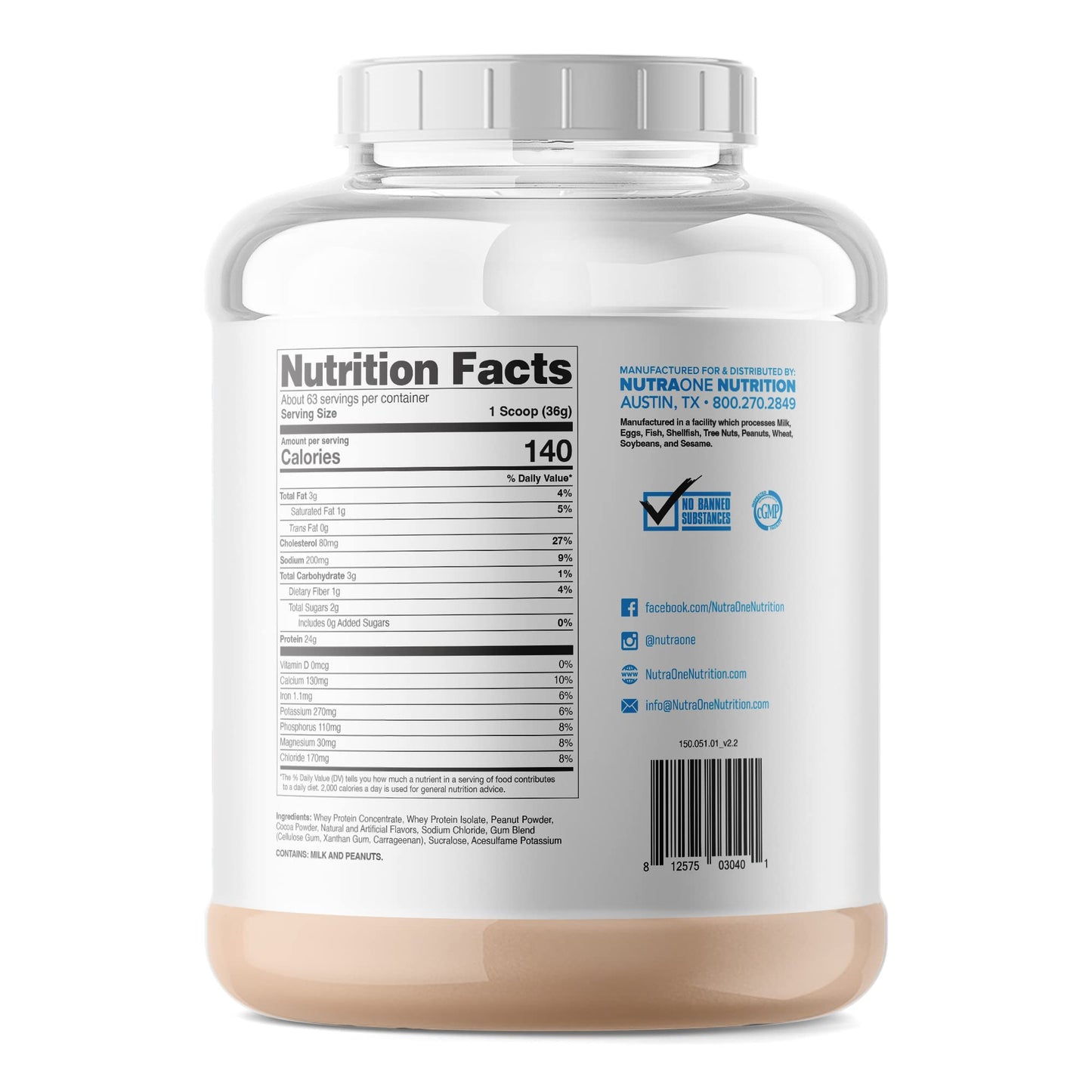 NutraOne ProteinOne Whey Protein Promote Recovery and Build Muscle with a Protein Shake Powder for Men & Women (Chocolate PB Cup, 5 LB)