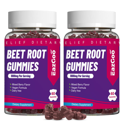 EAZGOO Beet Root Gummies, Beet Root Soft Chews with Beetroot, Grape Seed Extract & Beet Root Powder, Vegan, Non-GMO, 120 Count