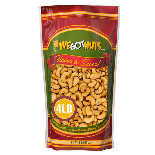 Roasted Salted Cashews  Premium Quality Kosher Roasted Cashews By We Got Nuts  Natural  Healthy Rich Flavor Snack  Gourmet Savory Flavor  AirTight Resealable Bag Package  4 lbs