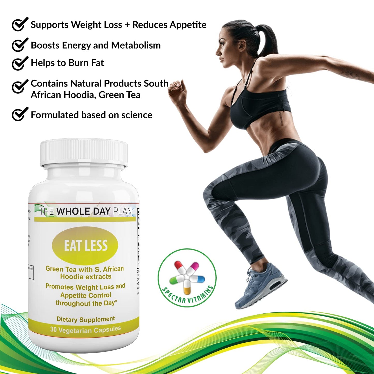 The WHOLE DAY Plan EAT LESS - Weight Loss Pills for Women and Men That Works Fast - Appetite Suppressant Fat Burning Supplements, 30 capsules, Made in USA