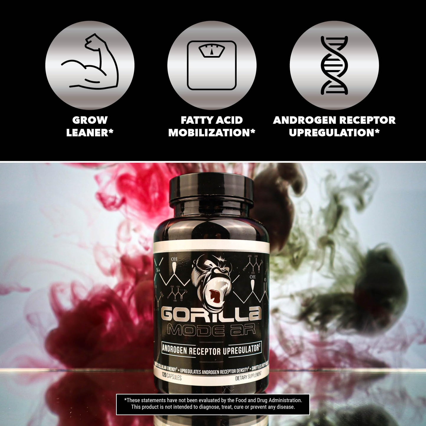 Gorilla Mind AR Carnitine 750mg Capsules Androgen Receptor Upregulator,Boosts Cellular Energy, Upregulates Androgen Receptor Density,Shuttles Fatty Acids (120 Capsules)