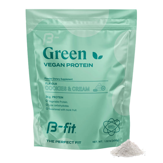 B-FIT B Vegan Pea Protein Powder 600g - Plant Based Protein Shake - Cookies & Cream Flavor - 19 Servings - Sugar-Free & Gluten-Free - 26g of Organic Pure Protein