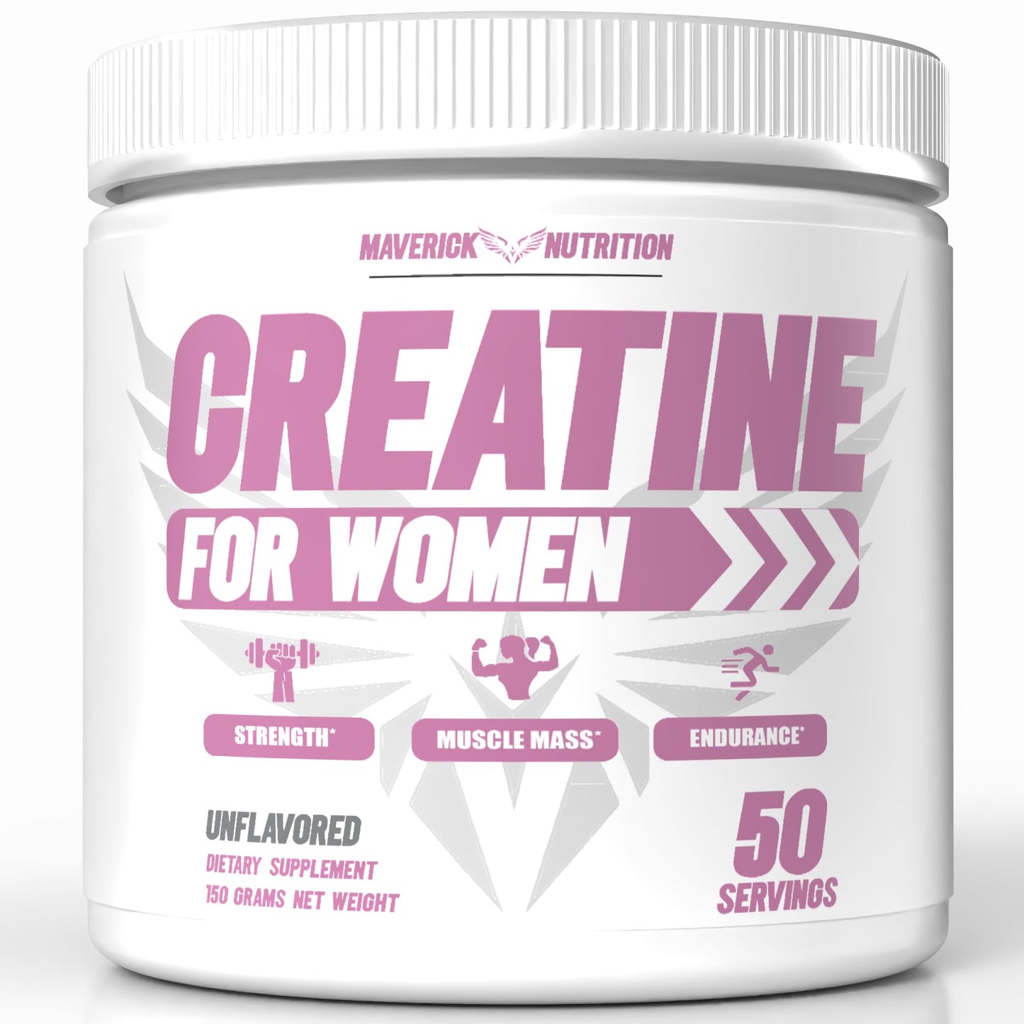 Maverick Nutrition Creatine for Women - Creatine Monohydrate for Women - May Help to Increase Lean Muscle Mass, Reduce Recovery Time & More - Creatina - 50 Servings - Unflavored