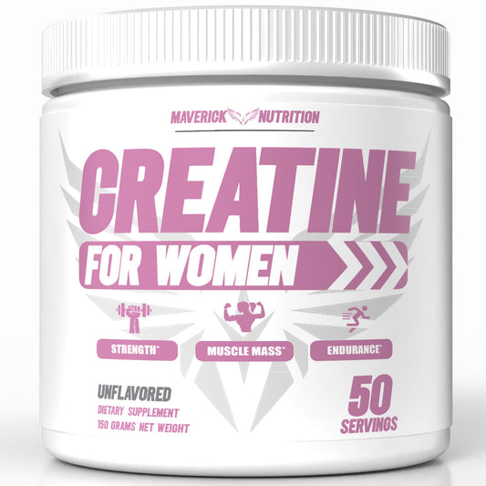 Maverick Nutrition Creatine for Women - Creatine Monohydrate for Women - May Help to Increase Lean Muscle Mass, Reduce Recovery Time & More - Creatina - 50 Servings - Unflavored