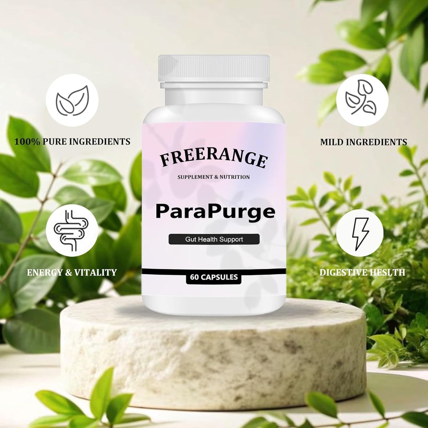 ParaPurge Gut Cleanse - Gut and Colon Support Supplement, ParaPurge Capsule Help Gut Cleanse&Colon Cleanse for Women & Men, Non-GMO Formula, 60 Capsules (1 Bottles)