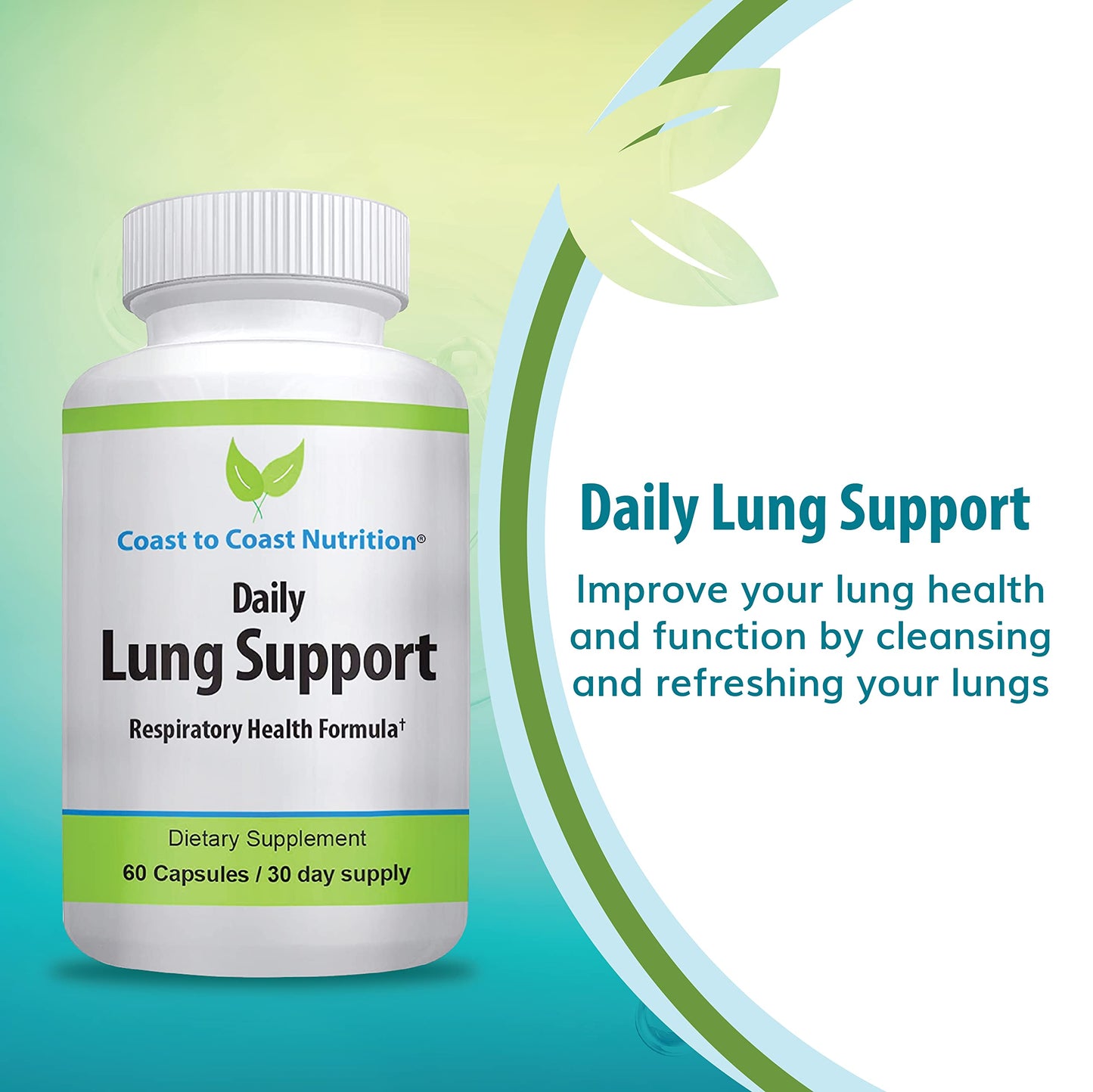 Daily Lung Cleanser & Detox Support Supplement | Refresh Your Lungs to Breath Easier | Relieve Respiratory Problems & Address Problems Like Allergies, Wheezing and Coughing | 60 Capsules