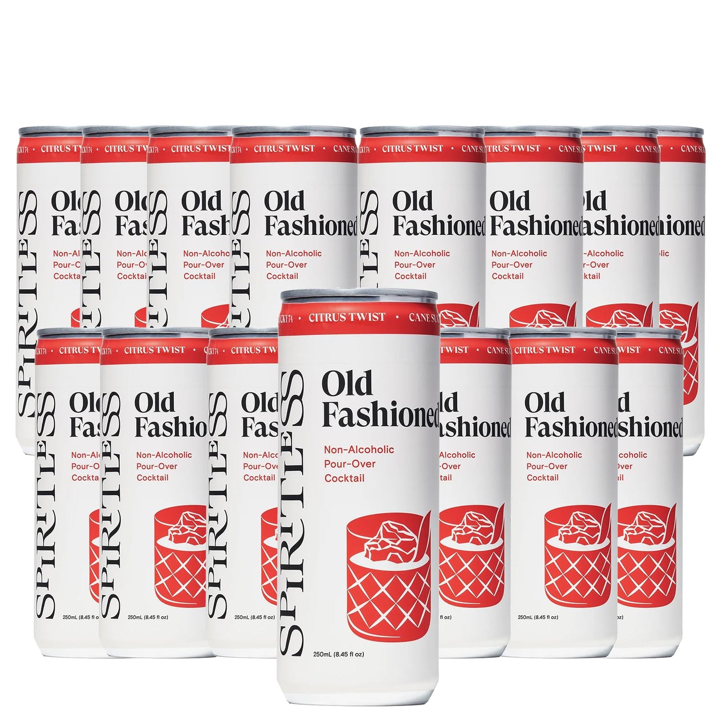 SPIRITLESS Old Fashioned  NonAlcoholic PourOver Cans 15 Pack  Ready to Drink or Mocktail  Cocktail Mixer  NonGMO  Vegan  45 Calories  845 Fl Oz Cans