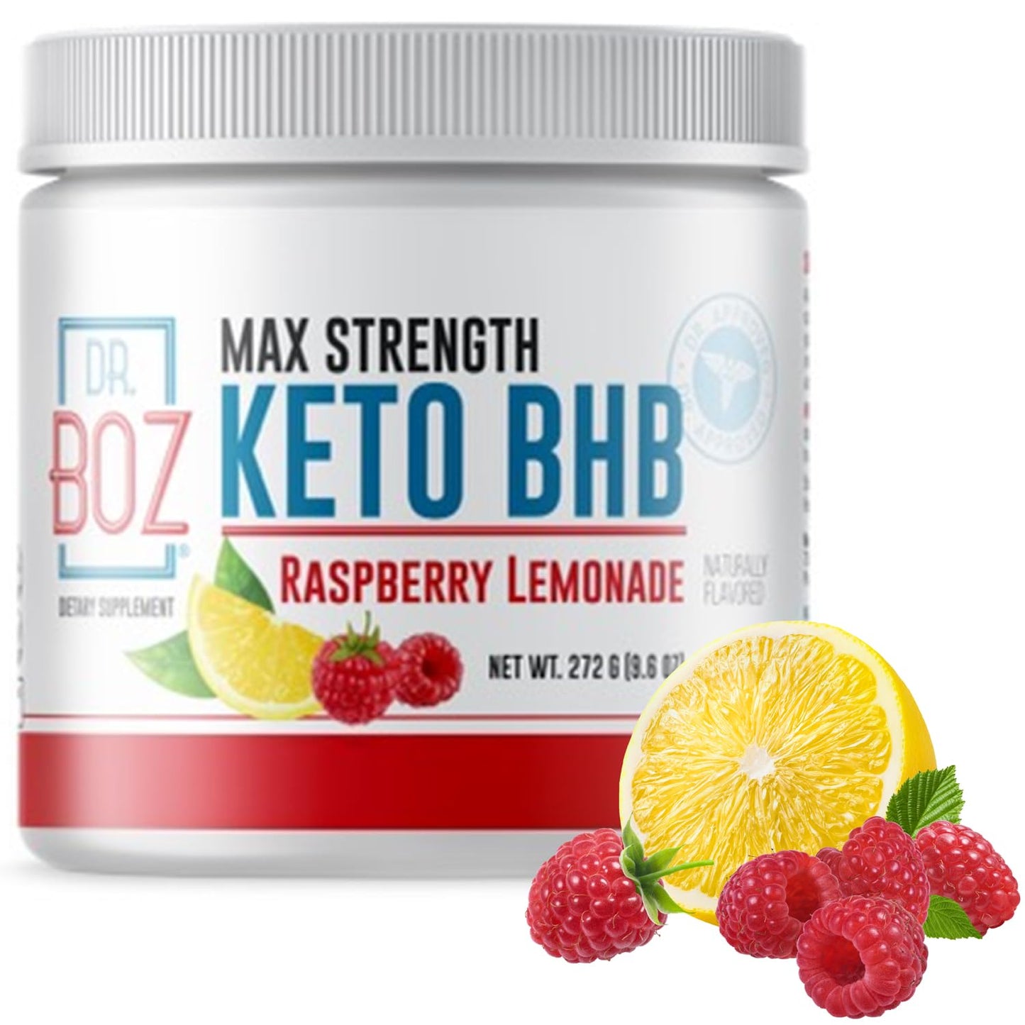 Dr. Boz - Keto BHB Powder - Raspberry Lemonade, 20 Servings - Ketones Drink - Increase Energy & Reduce Cravings - Max Strength Dietary Supplement - Quality Tested - Made in The USA - 9.6oz (272g)