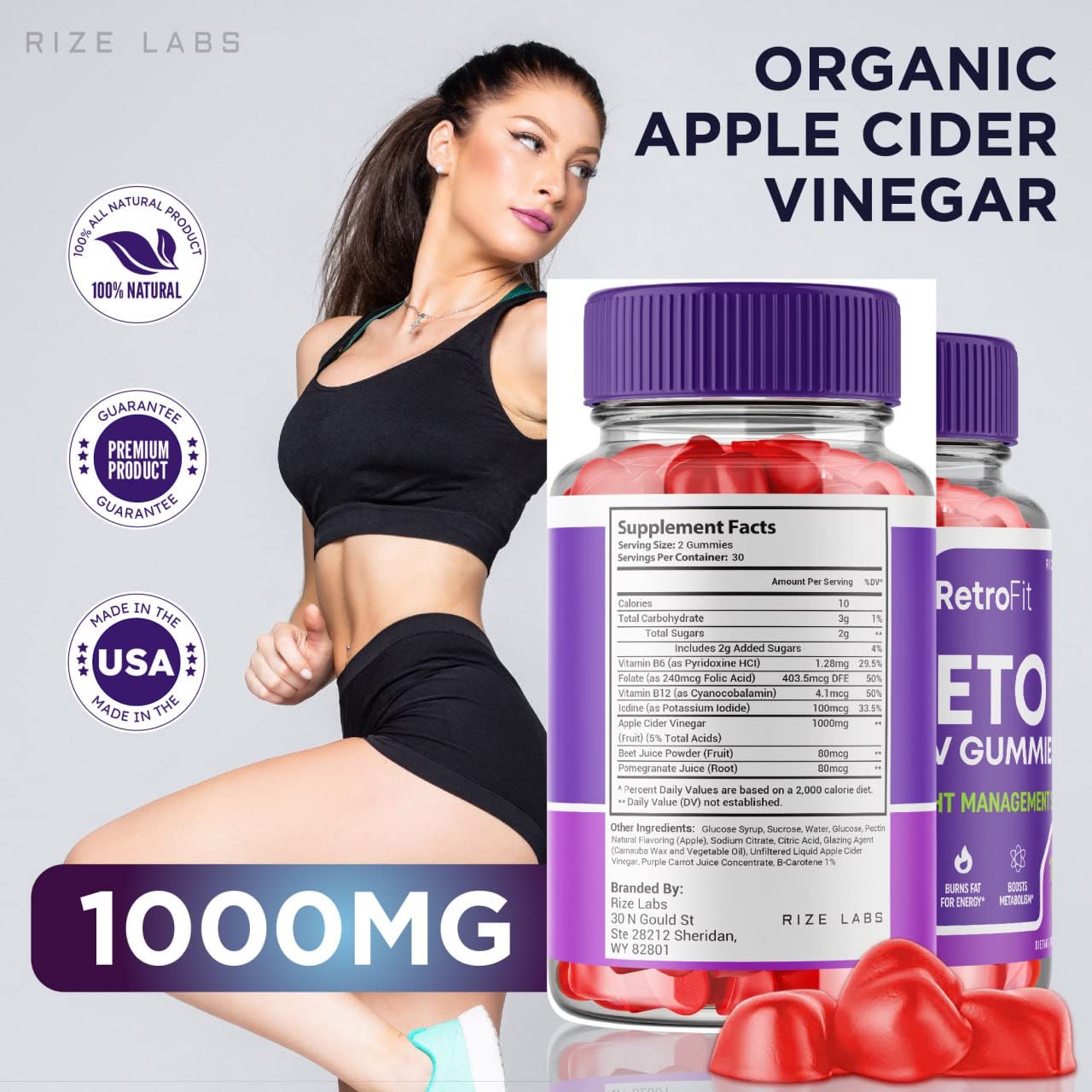 rize labs - RetroFit Keto ACV Gummies for Advanced Weight Loss with Apple Cider Vinegar, Supplement Helps in Reducing Belly Fat, for Extra Strength (300 Gummies)