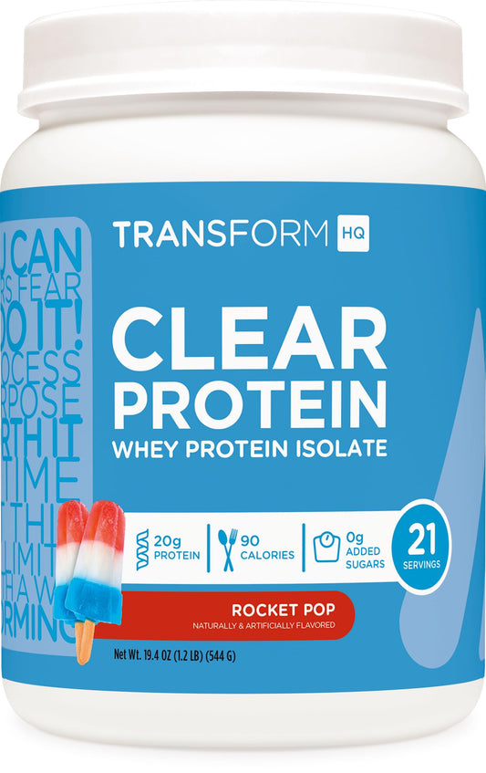 TransformHQ Clear Whey Protein Isolate (WPI) (Rocket Pop Flavored) 21 Servings - 20 Grams Protein Per Serving