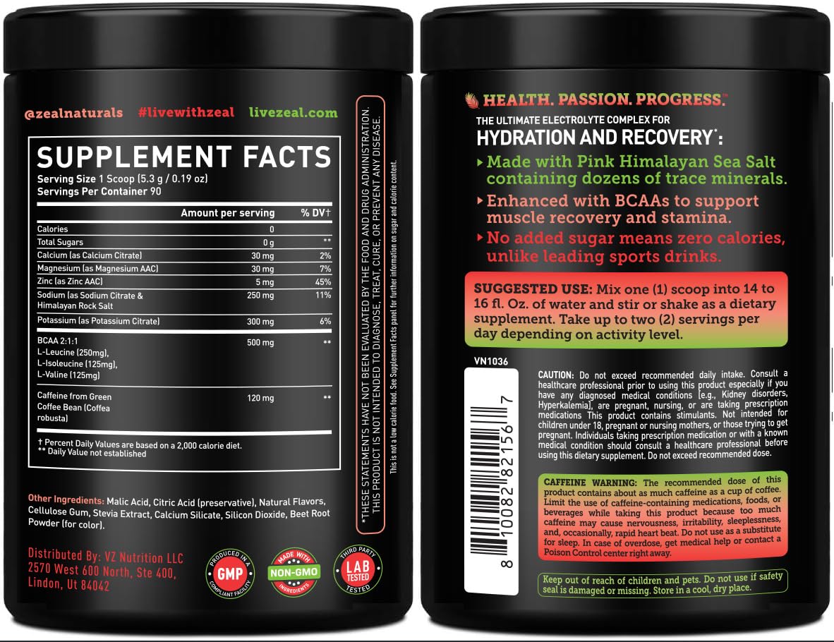 Véla Pre-Workout Electrolyte + Energy Powder Drink Mix (90 Servings | Watermelon) w/ 0 Sugar +BCAAs +B-Vitamins Electrolyte Supplement w Potassium Zinc & Magnesium for Hydration - Keto Electrolytes