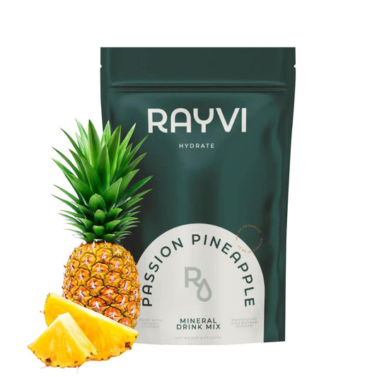 Rayvi Zero Sugar Electrolytes + Minerals Hydration Powder - Vegan, No Sugar and Artificial Additives - 1 Pack (30 Servings) - Electrolyte Powder Hydration Mix - (Passion Pineapple Flavor)