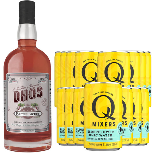 Dhos Handcrafted NonAlcoholic Bittersweet w 15 Pack Q Mixers Elderflower Tonic Water  KetoFriendly Zero Sugar Zero Calories Zero Proof  750 ML  Perfect for Mocktails  Made in USA