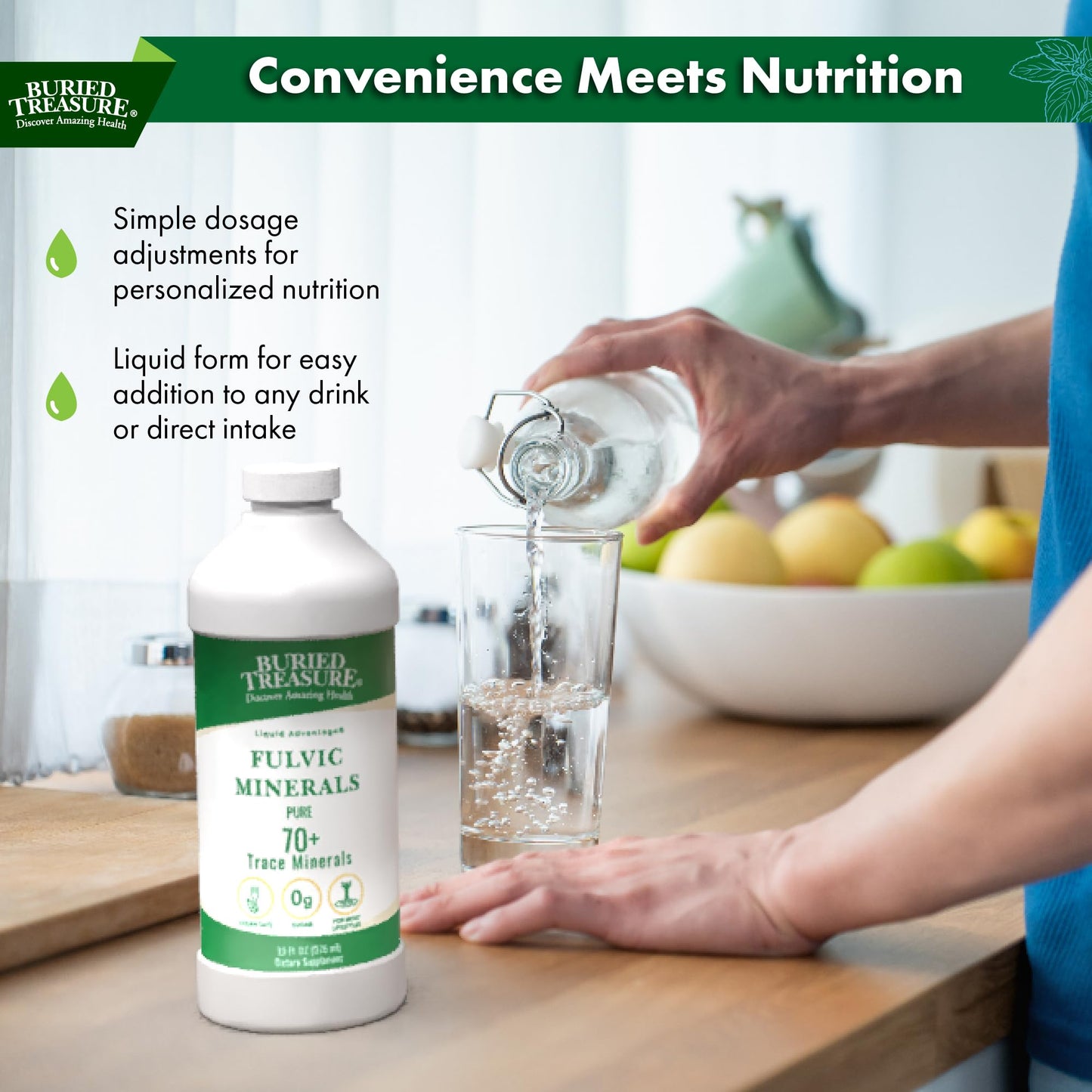 Buried Treasure Liquid Advantage FULVIC MINERALS Pure 70+ Trace Minerals 33 oz Dietary Supplement