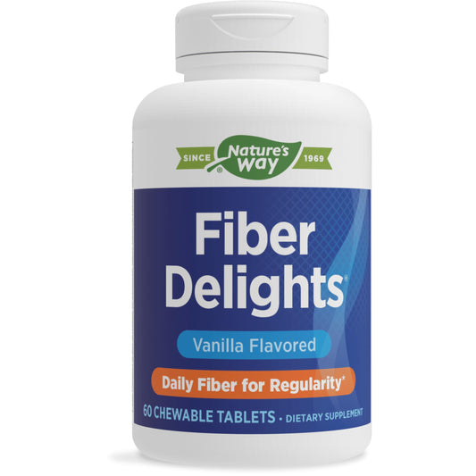 Nature's Way Fiber Delights Daily Fiber for Regularity*, Vanilla Flavored, 60 Chewable Tablets