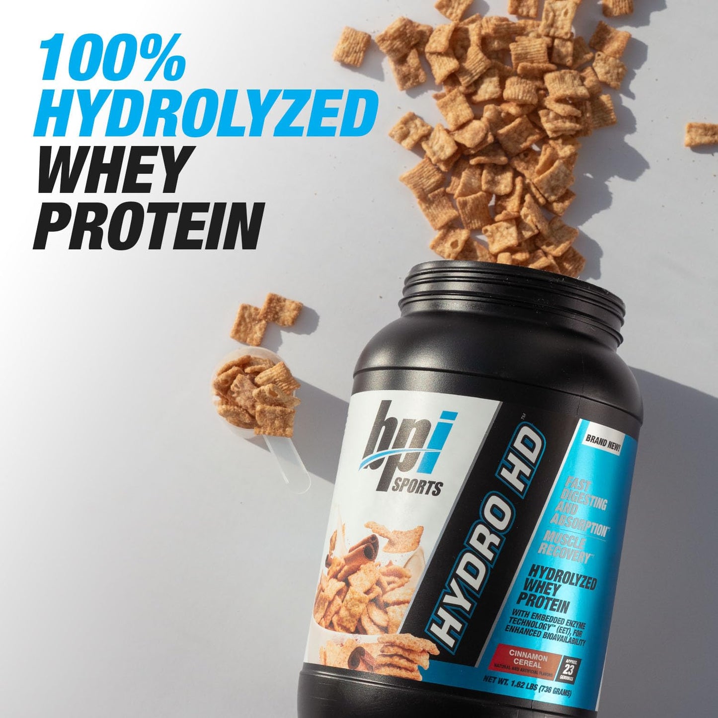 BPI Sports Hydro HD - 100% Hydrolyzed Whey Protein Powder - Muscle Growth, Recovery, 25g of Protein, Low Carb, Low Sugar, Fast Absorbing (68 Servings, Cinnamon Cereal)