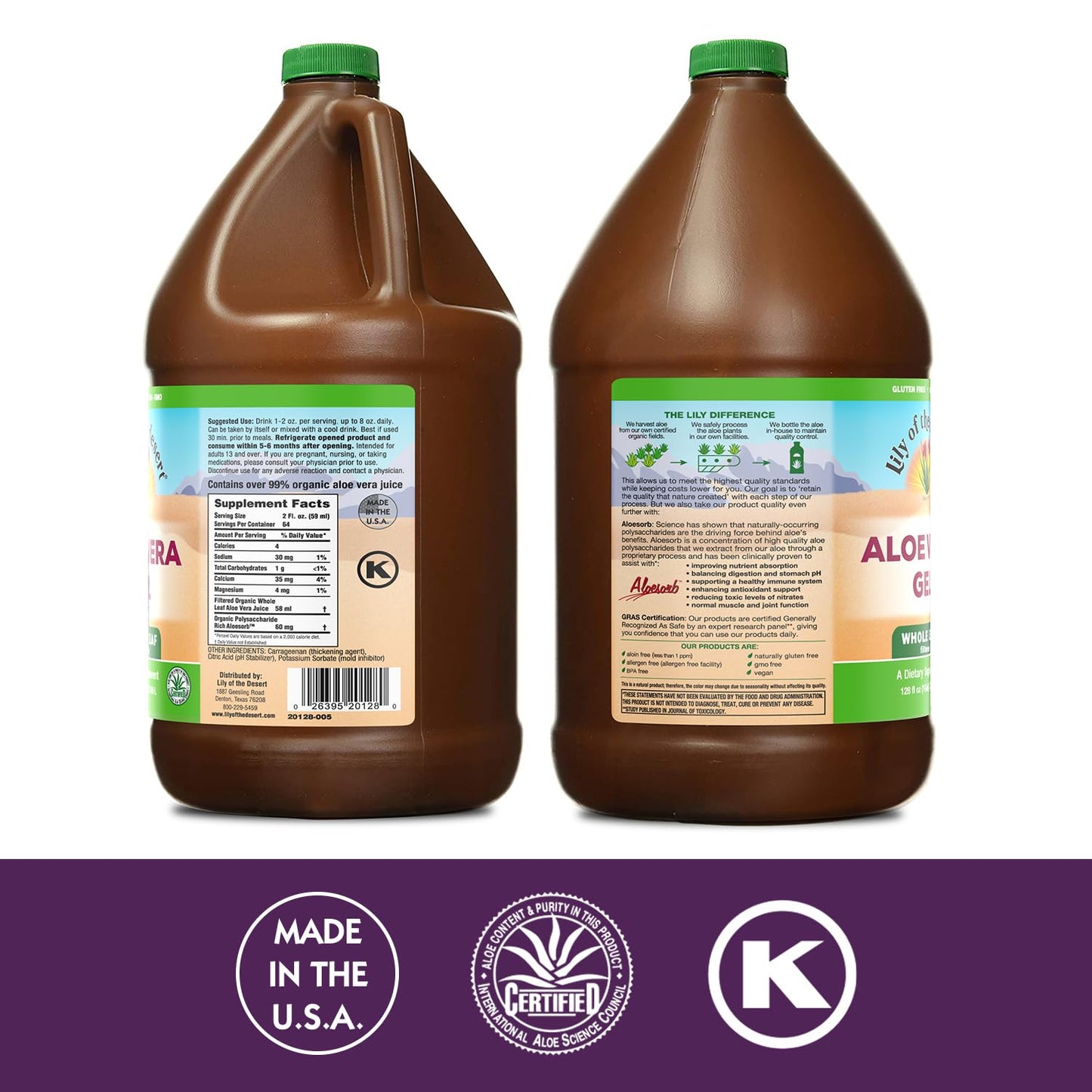Lily of the Desert Aloe Vera Gel, Preservative Free - Whole Leaf Filtered Thicker Consistency Aloe Vera Drink with Natural Vitamins, Digestive Enzymes for Gut Health, Wellness, Glowing Skin, 128 Fl Oz