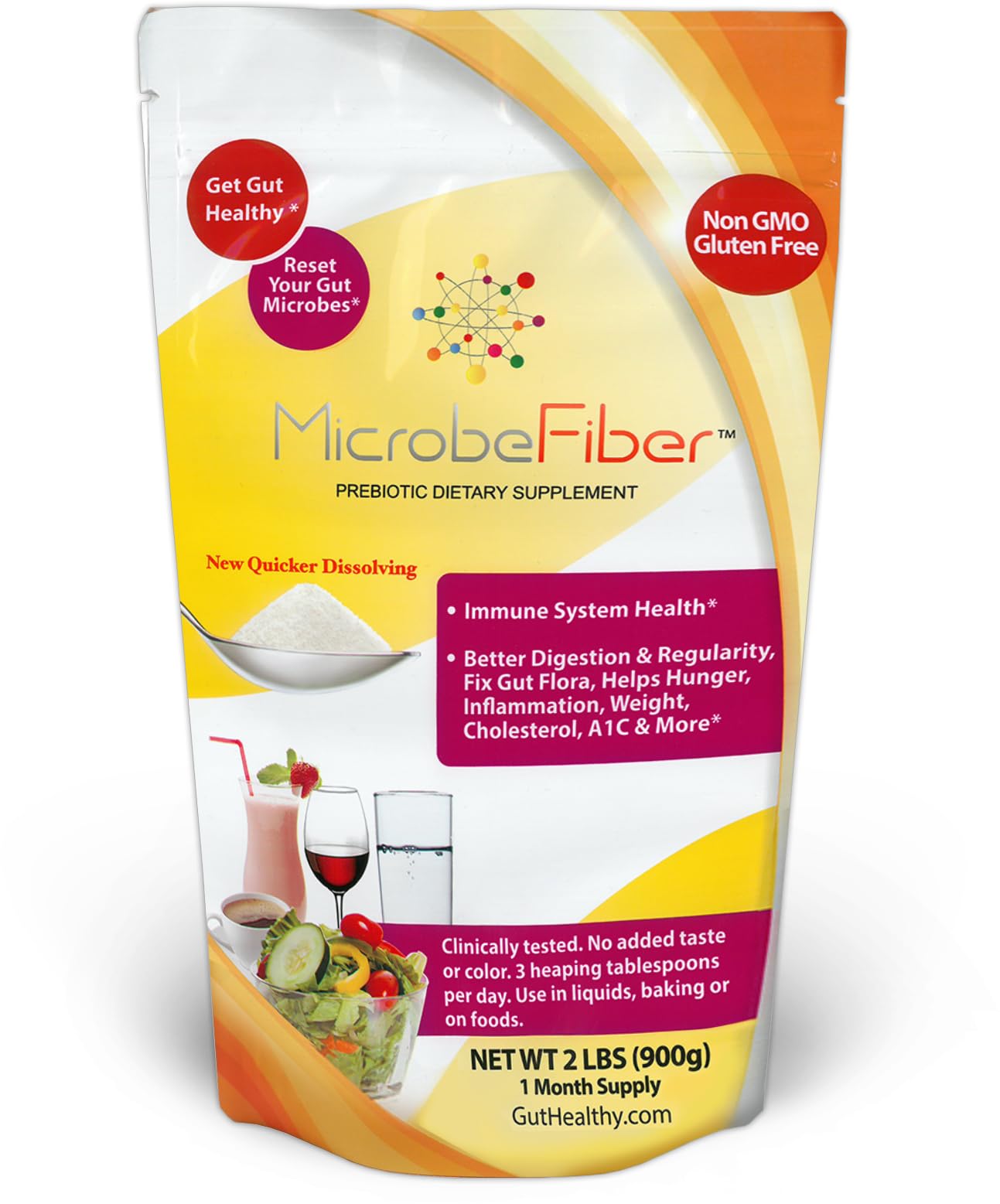 MicrobeFiber Prebiotic Soluble Fiber | Reset Gut Microbes & Get Gut Healthy (3-Month Supply)