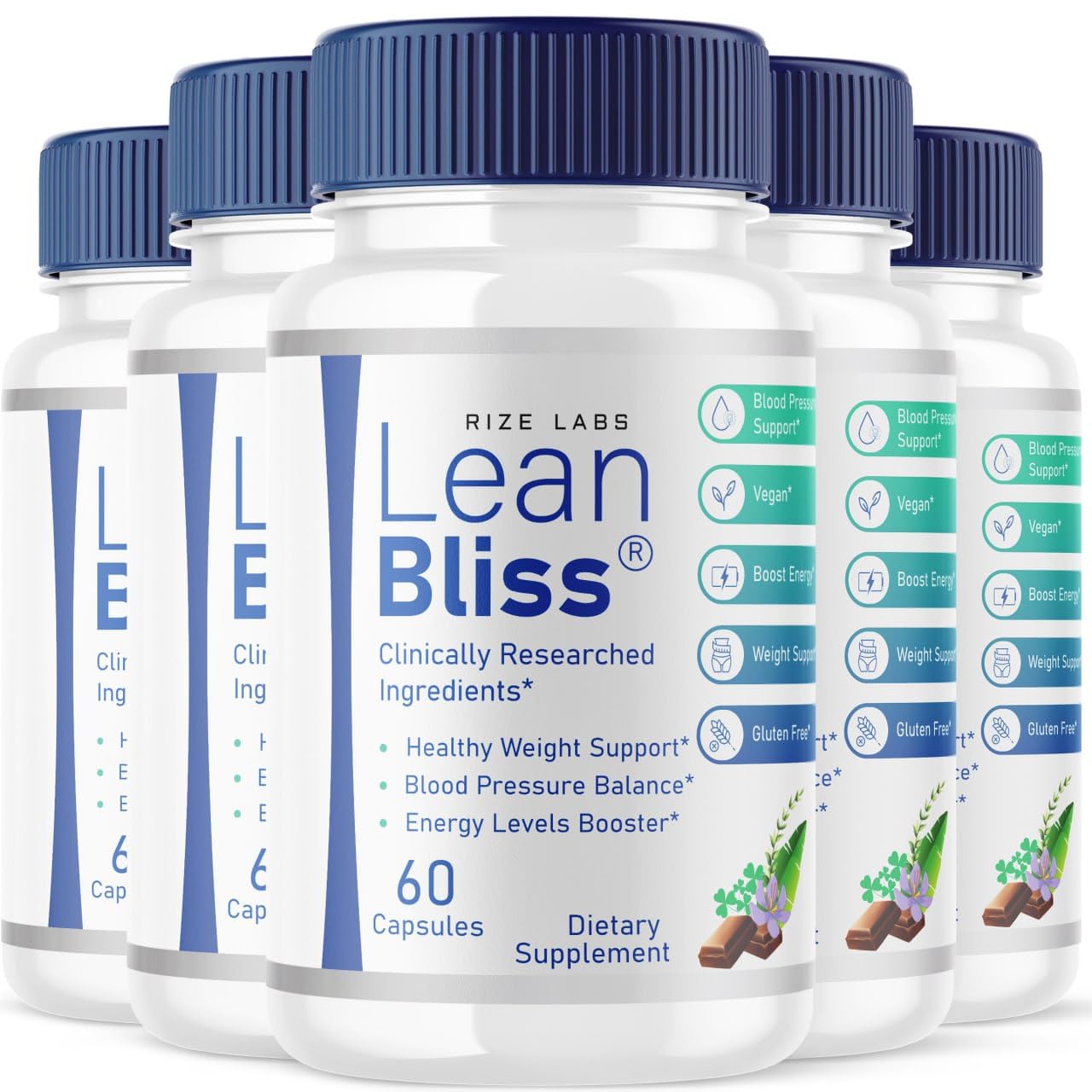 (5 Pack) Lean Bliss Weight Loss Pills, Lean Bliss Fat Burning Formula, LeanBliss Advanced Metabolism Capsules For Natural Weight Management & Blood Support, LeanBliss Dietary Supplement (300 Capsules)