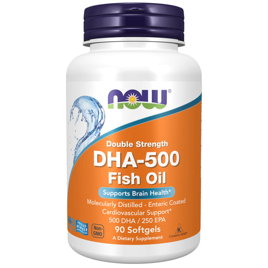 NOW Foods Supplements, DHA-500 with 250 EPA, Molecularly Distilled, Supports Brain Health*, 90 Softgels