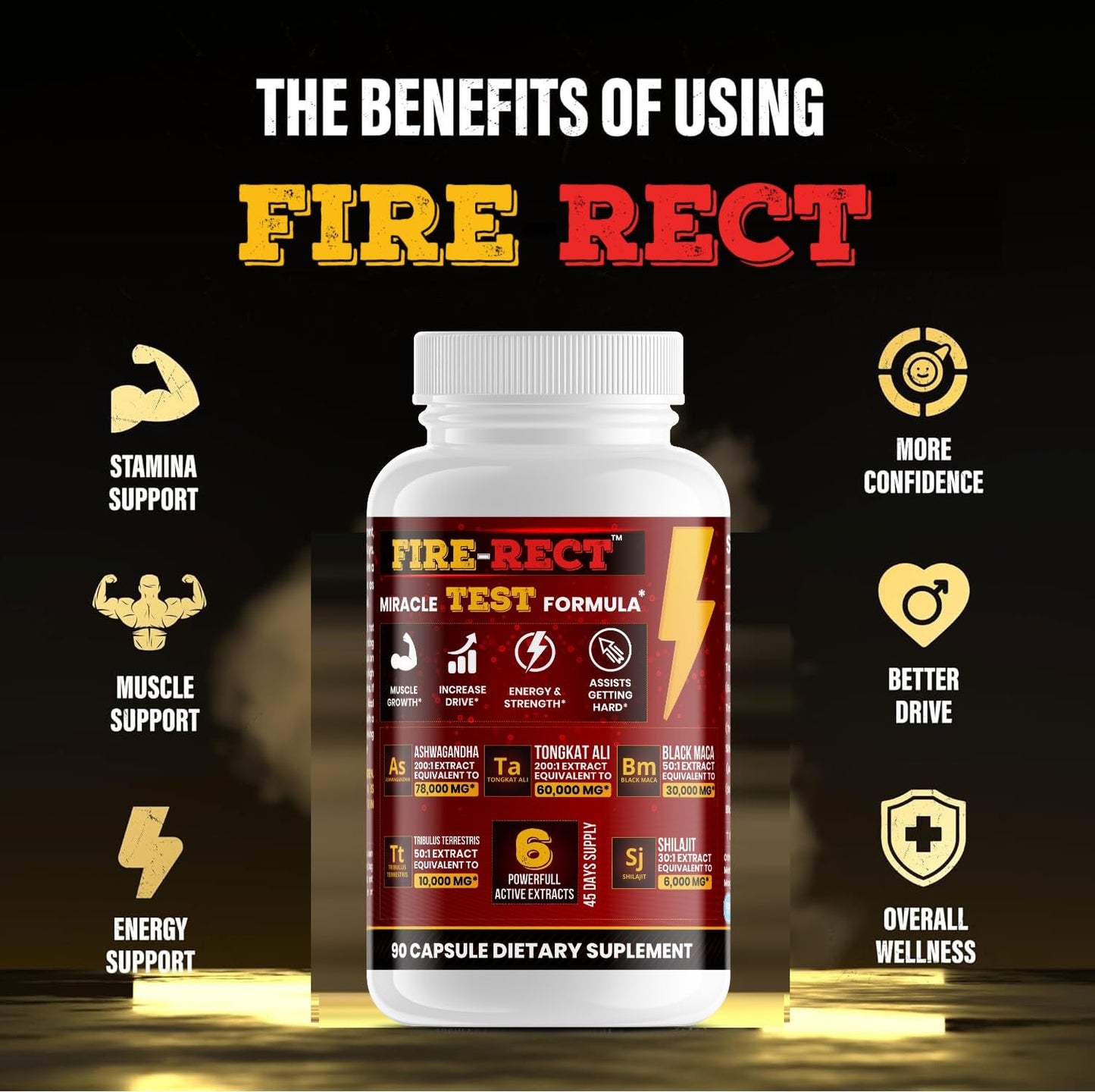 Best Testosterone Supplement for Men - Testosterone Booster for Men including a 6 in 1 Potent Extract Formula with Tongkat Ali, Black Maca, Ashwagandha Tribulus T & Shilajit - Endurance & Muscle Boost
